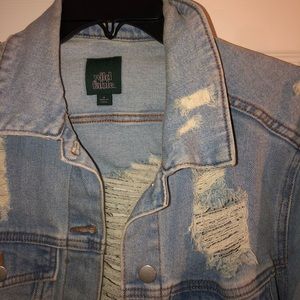 Ripped distressed denim jean jacket size small